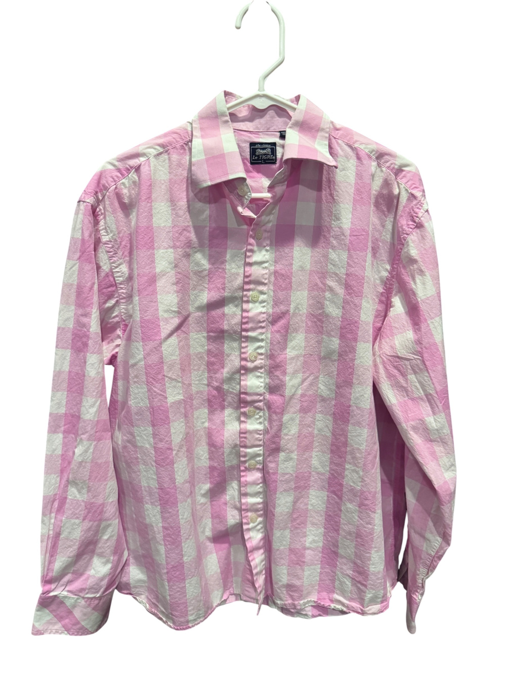Le Tigre Pink Plaid Button Up Shirt Size L Y2K